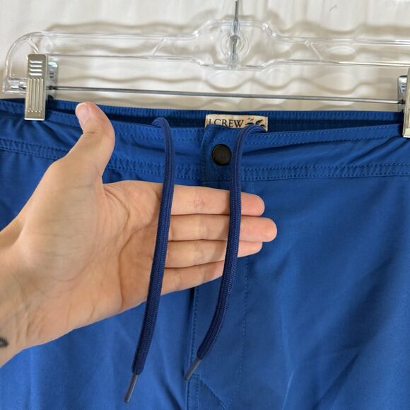J. Crew Swim Trunks Mens XL Blue Drawstring Snap Zip Fle Swimwear Lining Cut Out - Picture 6 of 9